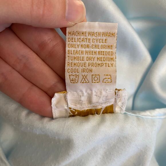 Vintage Barbizon Cuddleskin Pajama Set XL Blue Satin Lace Floral Embroidered‎ - Picture 13 of 16